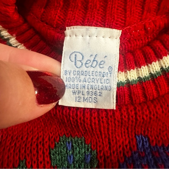 Vintage Bebe Cradlecraft Baby Red Knit Sweater Made In England 12 Mos - Picture 3 of 6